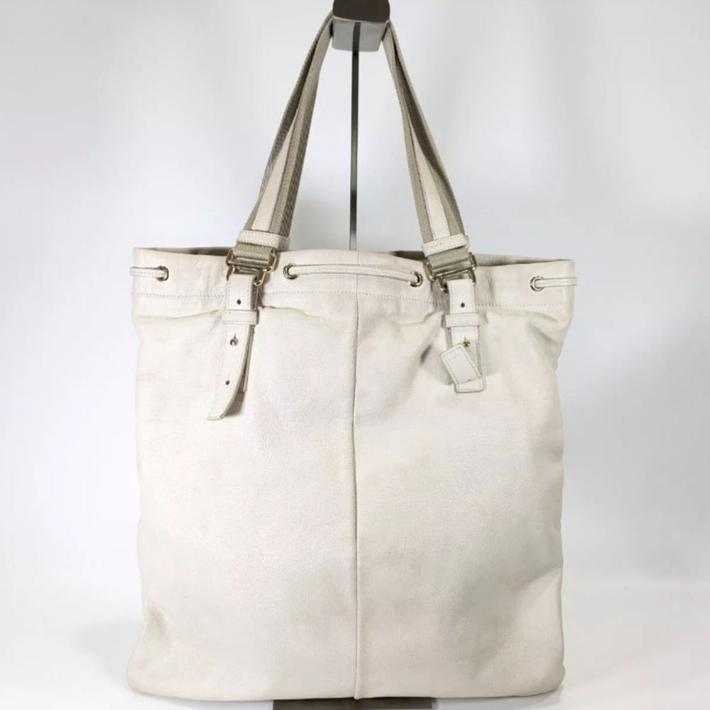 YSL 🔥 Rare 🔥 Leather Kahala Studded Cream Tote Bag, Large! - Picture 3 of 12